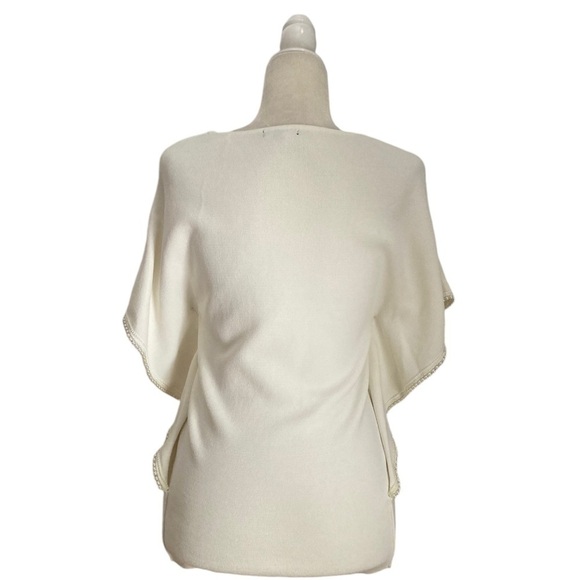 Leo & Ugo Paris Pearl Trim Knit Top in Ivory - Picture 4 of 13